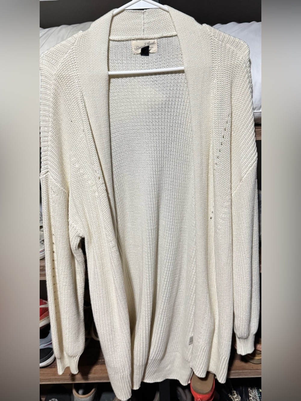 Universal Thread Cream Open-Front Knit Cardigan